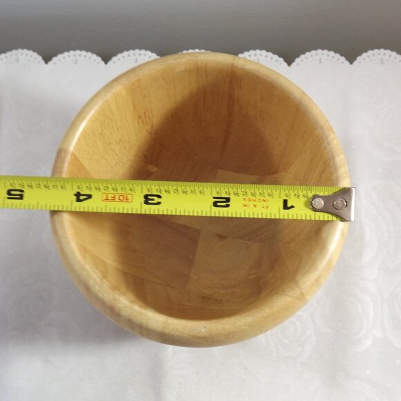 Vintage Wooden Mortar & Pestle, Variegated Bamboo Wood - Picture 4 of 8